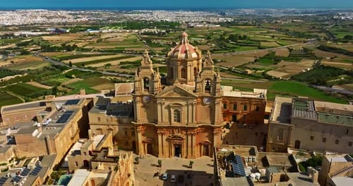 Aerial View of Mdina A Beautiful Historic City with Centuries of History and Stunning Views of Malta