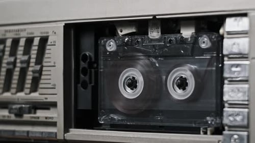 Audio Tape Recorder Playback Insert and Eject Transparent Audio Cassette