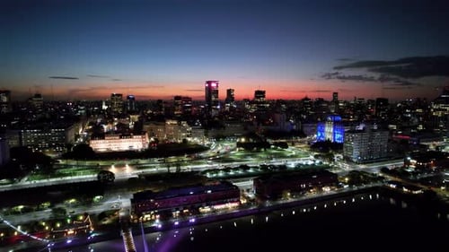 Sunset Buenos Aires Skyline at Buenos Aires in Argentina. Downtown Scene.