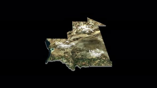 3D Rotating Map of Mauritania with Satellite Texture