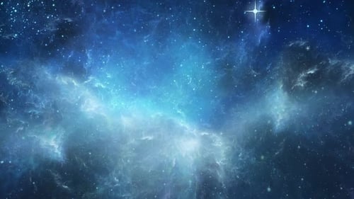 Abstract Blue Nebula with Shimmering Stars Seamless Loop
