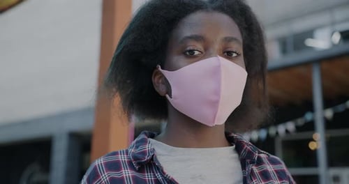 Young Adult Wearing Face Mask Outside