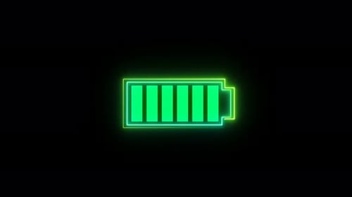 Neon Battery Charging Animation Loop