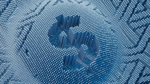 3d Animated Dollar Sign Currency Symbol, made from Digital Columns