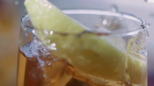 Refreshing Drink: Apple Slice Garnished with Mint