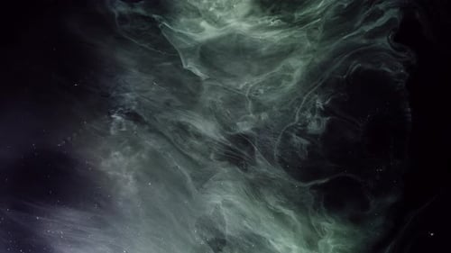 Nephos Collection: Mega whitish green waves swirl out towards right from left on dark background