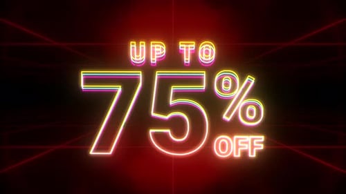 Up to 75% Off Neon Text Animation for Sales Promotion
