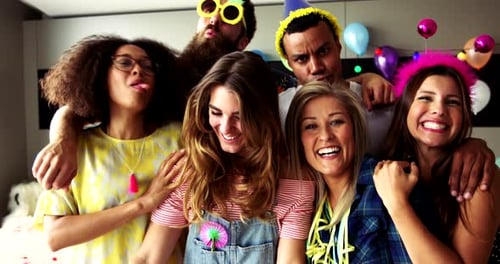 Group of Friends Celebrate at Birthday Party