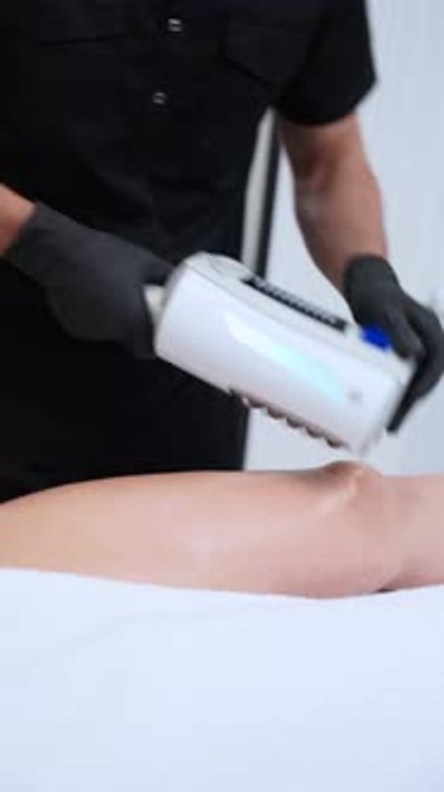 Client Receives Endospheres Therapy for Cellulite Reduction at Clinic Skilled Therapist Uses Device