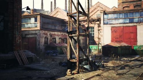 Abandoned Industry Factory Area Ander the Sunny Sky