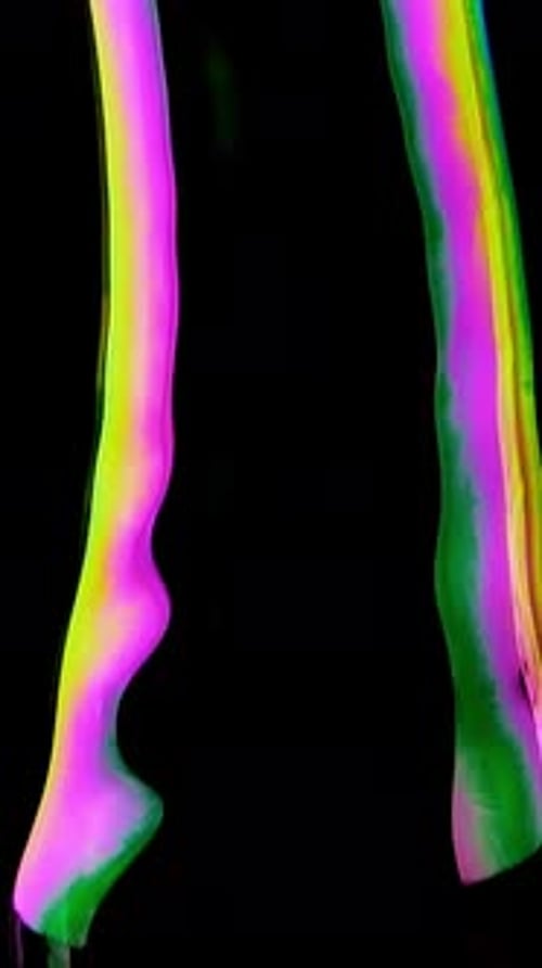 Liquid Abstract Texture with Rainbow Colors on Black