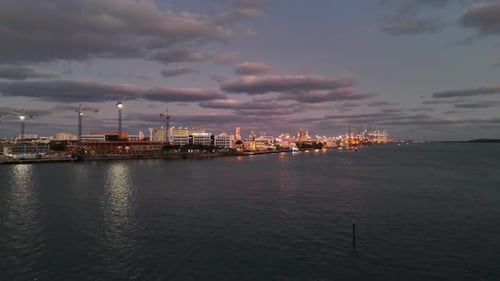 Cargo Port at Night Container Ships Loading Cargo at the Port of Miami on a Sunny Day Florida USA