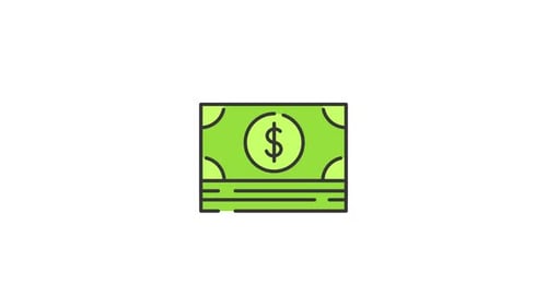 Animated Flat Design Icon of Dollar Money Stack