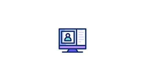 Flat Design Computer Monitor and User Profile Icon Animation