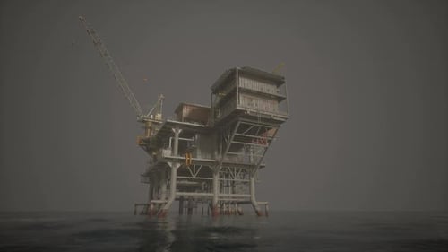 Eine Ölplattform, die hoch in den Weiten des Ozeans steht