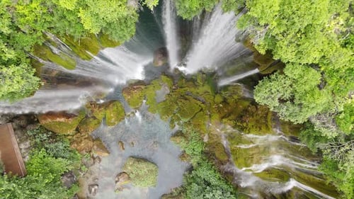 Aerial View of Stunning Waterfall in Lush Nature
