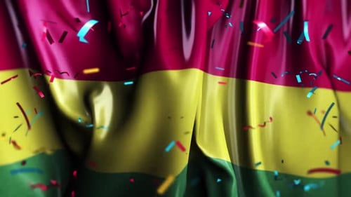 Waving Flag Background with Falling Confetti Animation
