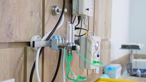 Hospital Room Medical Oxygen Regulator Close Up