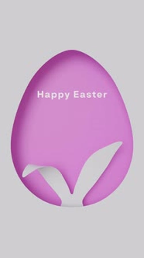 Minimalist Easter Egg with Bunny Ears Reveal Animation