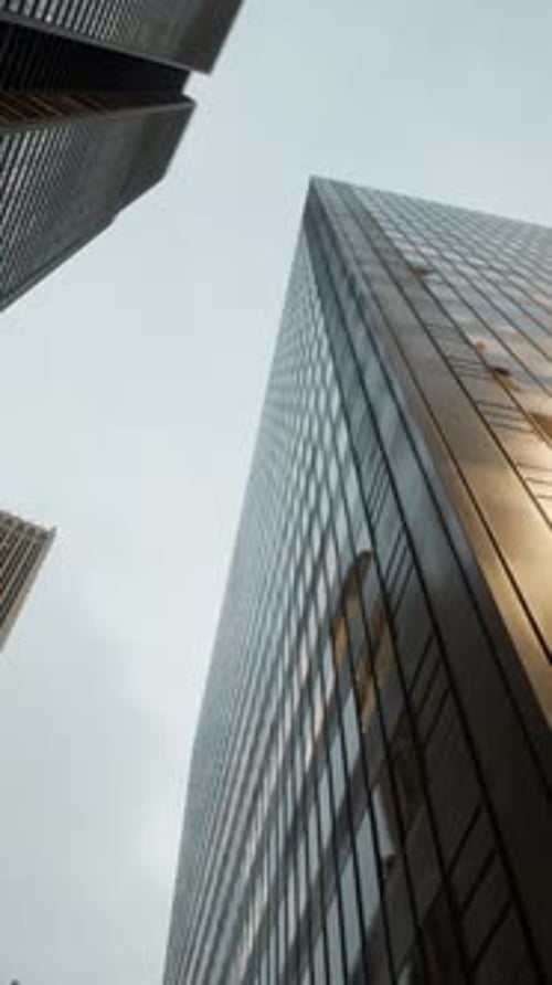 Looking Directly Up at the Skyline of the Financial District