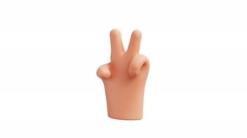 3D Hand Gesture Victory Sign Motion Graphics