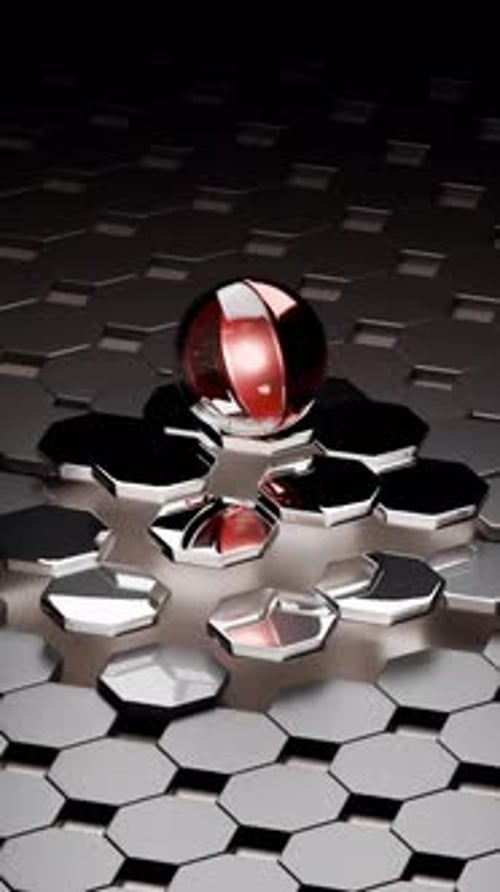 3D-Animation mit Metallkugeln, die eine Schleife befriedigen