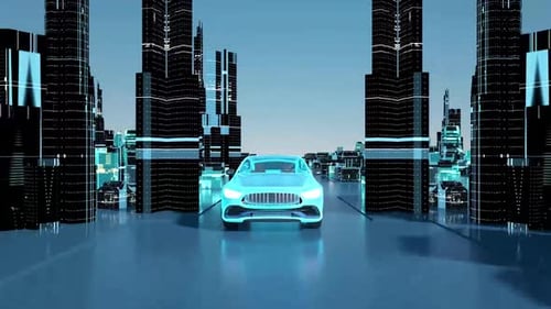 Automated Robot Arm Assembly Line Manufacturing Advanced High-Tech Green Energy Electric Vehicles