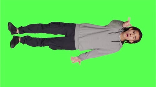 Front View of Young Adult Showing No Symbol in Studio