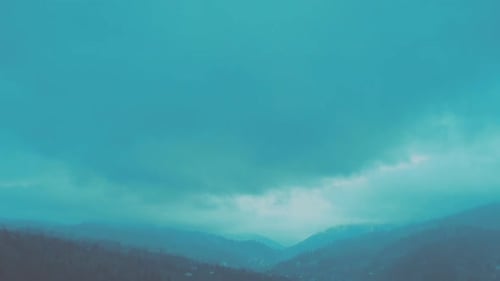 Carpathian Mountains with Fog at Dawn