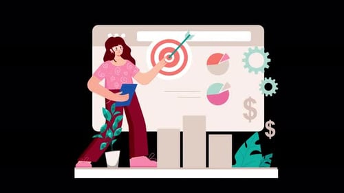 Flat Design Animation: Business Goals, Data Analytics, and Corporate Strategy