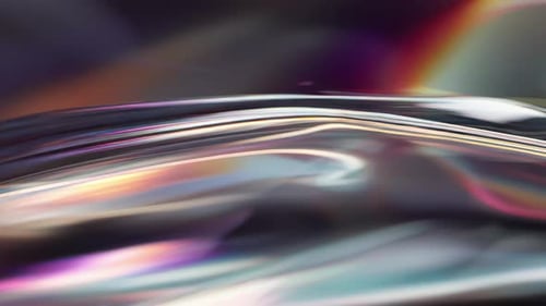 Irisierende Flüssigprismenwellen mit weichen chromatischen Reflexionen und holographischer Glasverzerrung