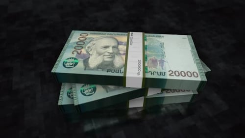Packs de billets de banque en drams arméniens