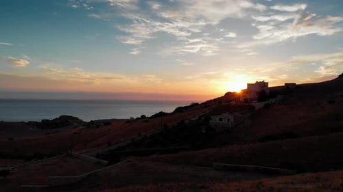 Seascape and mountain landscape