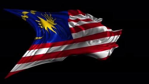 Realistic Waving Malaysian Flag Seamless Loop on Black