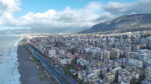 Aerial Video Cityscape Along the Mediterranean Coast Captured Aerially with Beautiful Sea Views