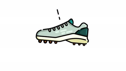 Hand-Drawn Sports Cleat Bouncing Animation Loop