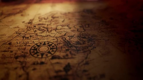 Aged World Map Displaying Europe and Africa