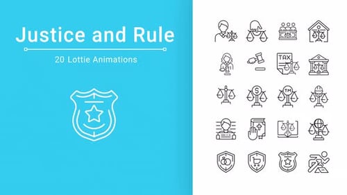 Justice and Rule Icons Animation