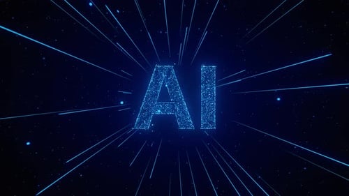 Futuristic AI Text Reveal with Digital Particle Rays