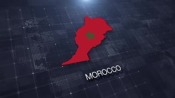 Futuristic 3D Map of Morocco Country Animation, Backgrounds Motion ...