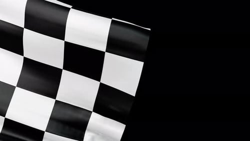 Checkered Finish Flag Waving on Black Background Space for Text 3d Render Animation