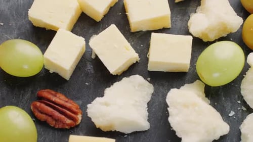 Italian or Spanish Cheese Plate in Restaurant with Traditional Tapas Food Spanish Cuisine Delicious