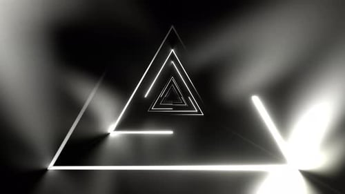 White Beautiful Neon Triangular Tunnel Background Vj Loop I 4K