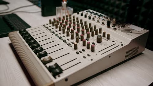 Remote control mixer to adjust the sound volume level Create music Recording studio equalizer
