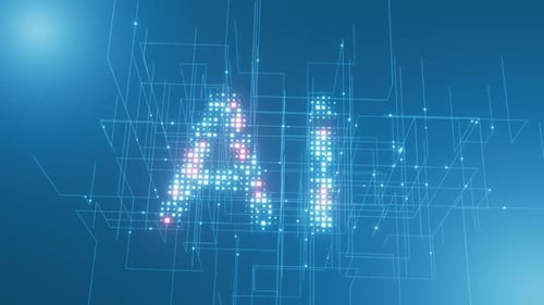 Ai pisca contra o fundo da rede neural. Conceito de inteligência artificial.