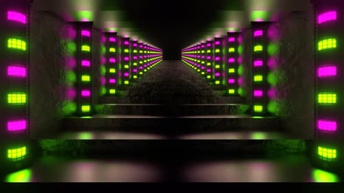Pink And Green Neon Column Stairs Background Vj Loop In 4K