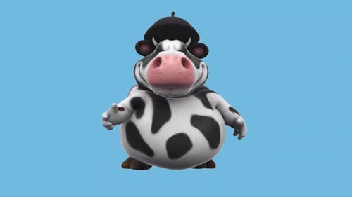 Fun 3D cartoon cow talking (with alpha channel)
