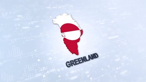 3D Greenland Map with Flag and Text Rotation Animation