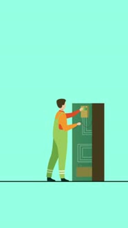 Animated Delivery Person Knocking on Door