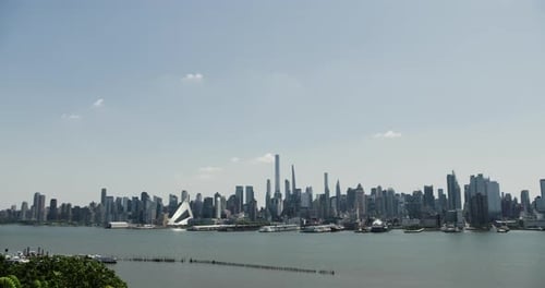 Wide Pan From Upper To Lower Manhattan In New York City, U.S.A.